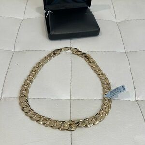 Mens 14K Gold over brass curb chain necklace 18”